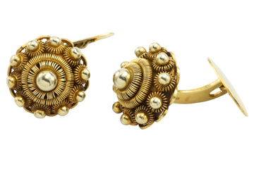 Zeeuwse knop cuff links in 14 carat gold-Cuff links-The Antique Ring Shop