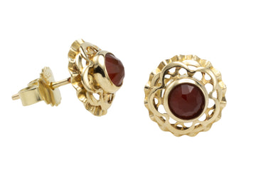 Carnelian studs in 14 carat gold-Earrings-The Antique Ring Shop