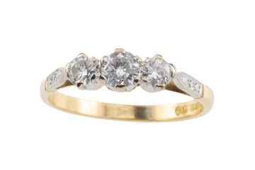 Vintage three stone diamond ring-engagement rings-The Antique Ring Shop