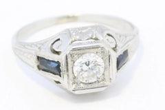 Art Deco diamond and sapphire ring