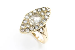 Marquise shaped gold rose diamond ring