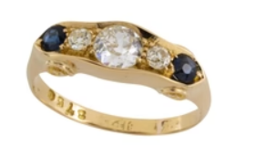  Edwardian sapphire and diamond ring in 18 carat gold