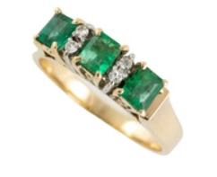 Emerald and diamond ring in 14 carat gold