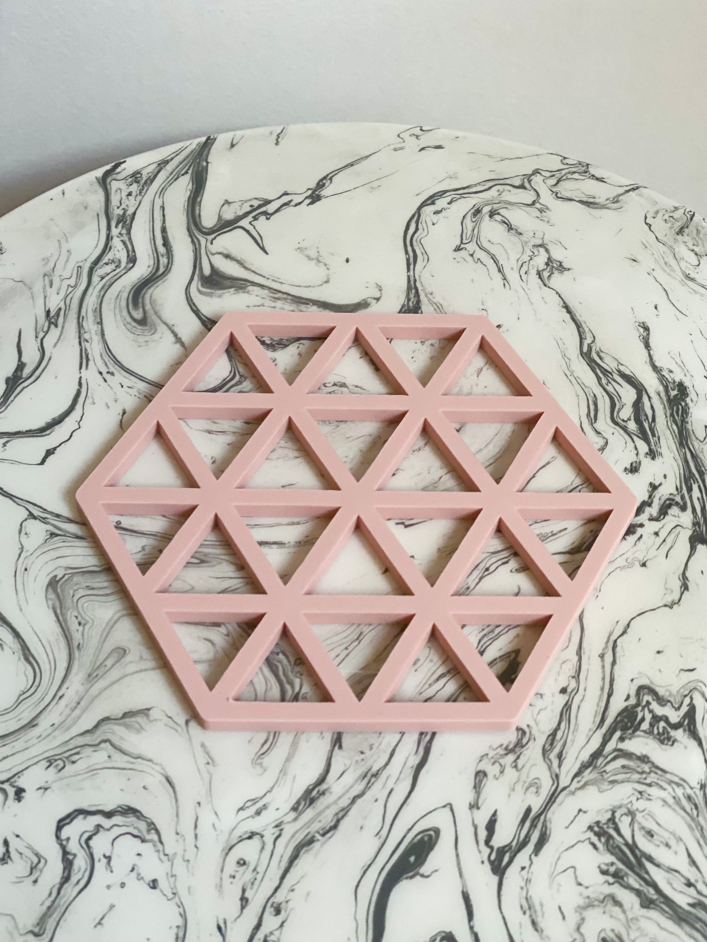 outlet 50% - Dessous de plat en silicone - motif Géométrique : Triangles en rose