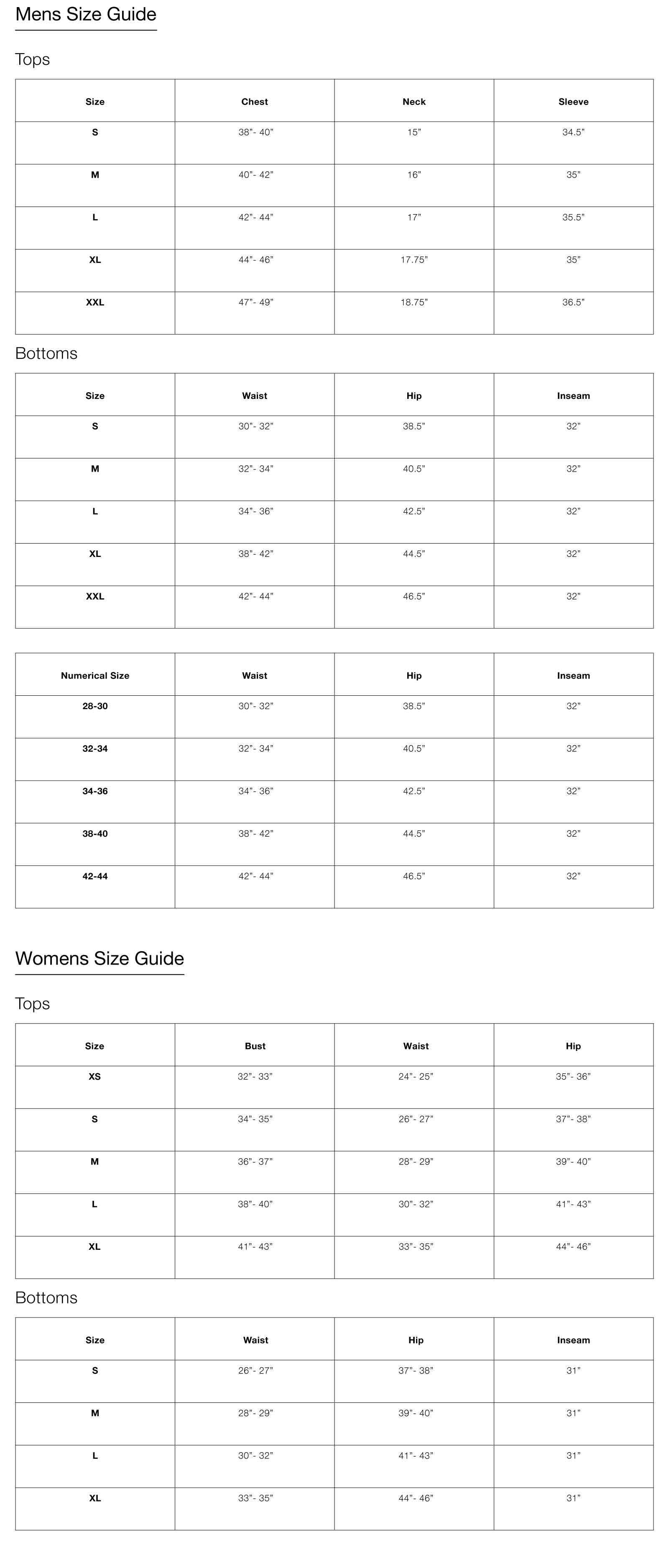 Size Guide | Canada Weather Gear