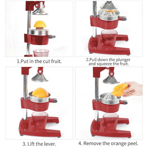 SOGA Commercial Manual Citrus Juicer - Red