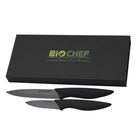 BioChef Ceramic Knife Twin Gift Set (Black) box set