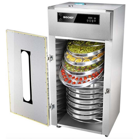 BioChef Commercial Rotating 15 Tray Food Dehydrator front open full
