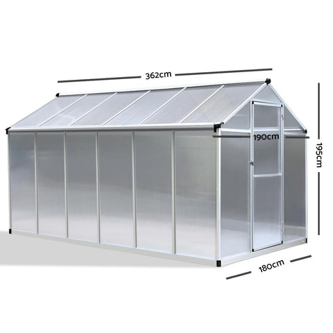 Greenfingers Greenhouse Polycarbonate Aluminium 3.6m x 1.9m x 2.0m