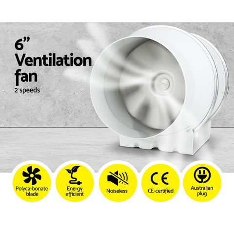 Greenfingers 6" Hydroponics Grow Tent Kit Ventilation Kit Fan Carbon Filter Duct 6" fan