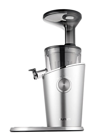 Hurom H100 Cold Press Juicer Platinum side - juicer reviews