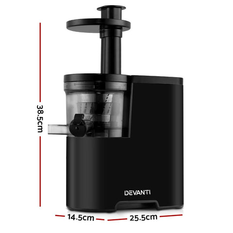Devanti Cold Press Slow Juicer - Black dimensions Devanti Juicer