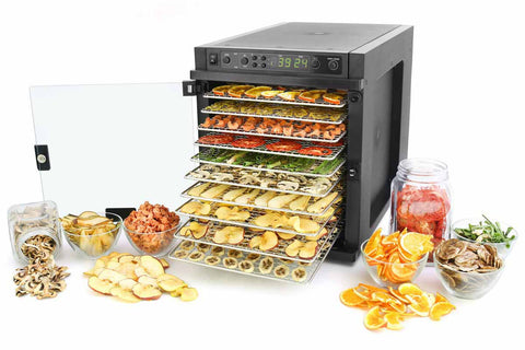 Sedona Express Dehydrator 11 Stainless Steel Trays TBSE11TSS right front open
