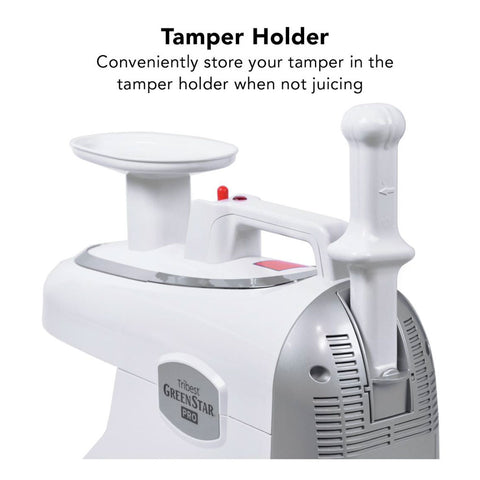 Greenstar Pro Commercial White Twin Gear Masticating Juicer tamper holder - twin gear juicer - commercial juicer - stainless steel juicer