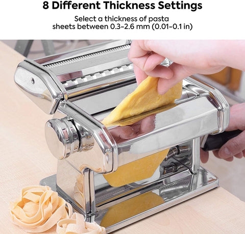 Stainless Steel Manual Roller Pasta Maker Machine Adjustable Thickness  Settings