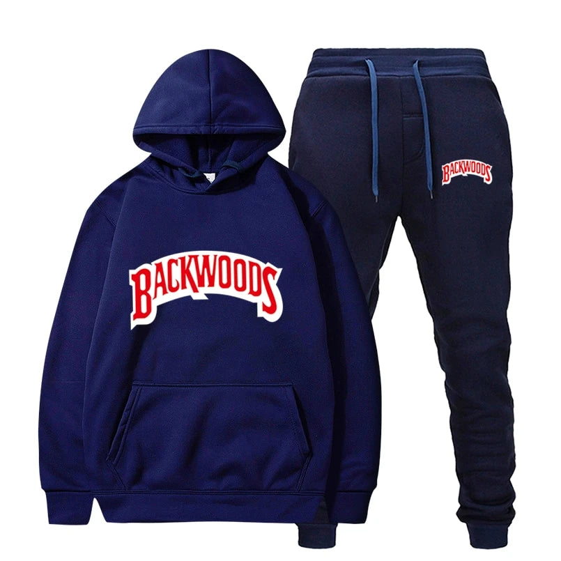 Streetwear Backwoods Hoodie set Tracksuit Men Thermal Sportswear Sets ...