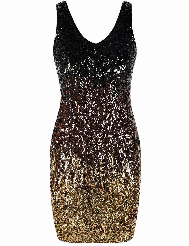 Women's Sparkly nightout dress Sexy Deep V Neck Sequin Glitter Bodycon ...