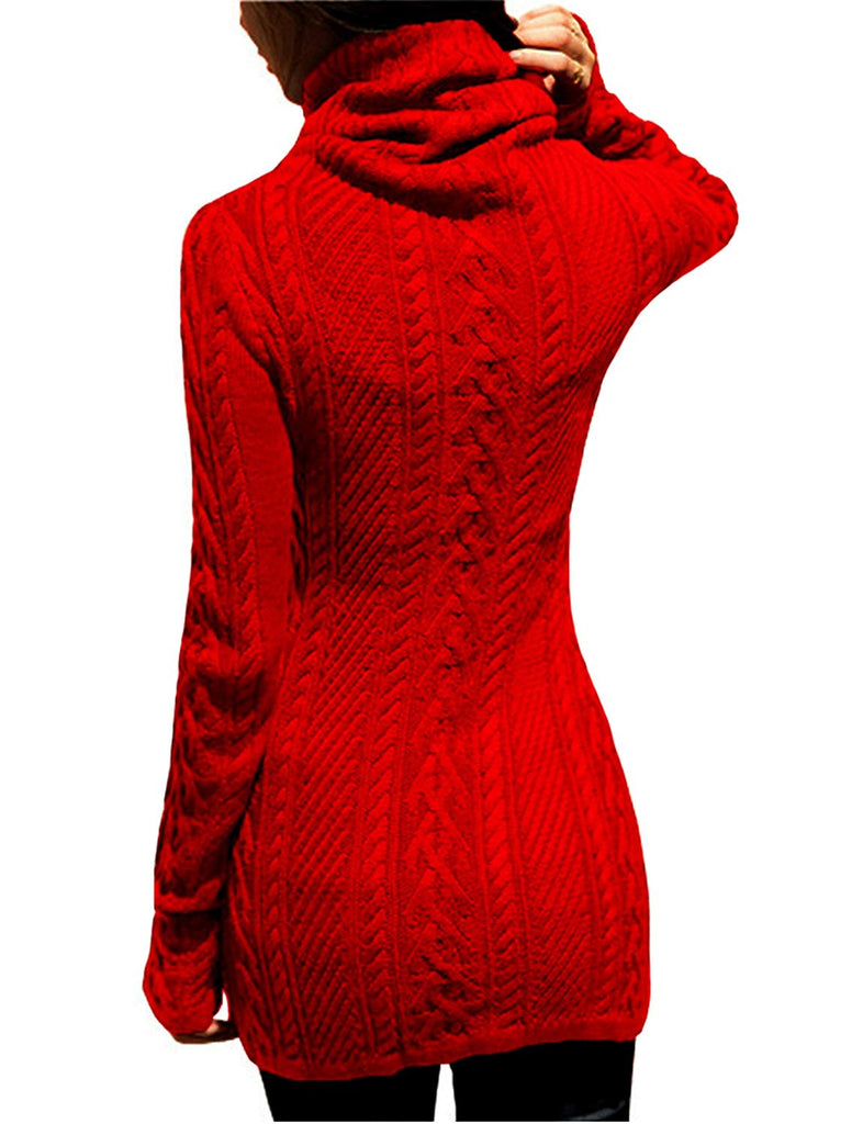 Women Polo Neck Knit Stretchable Elasticity Long Slim Sweater – Jwears