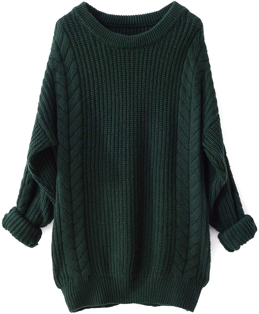 Women's Cashmere Oversized Loose Knitted Crew Neck Long Sleeve Winter ...