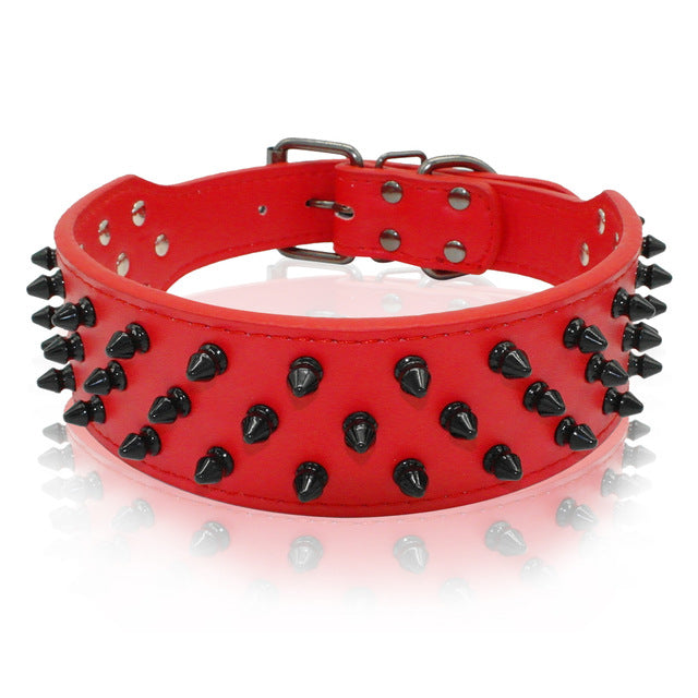 Dog Leather Spiked Collar