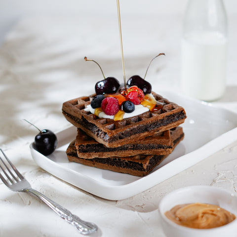 Berries topped Millet Waffles