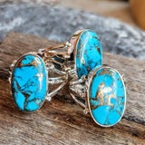 copper blue 925 Silver Ring