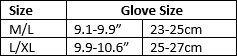 Men's Contrast Trim Gloves Size Guide