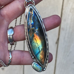 labradorite and opal statement necklace seaside harmony jewelry