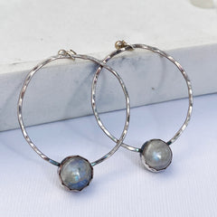 moonstone sterling hoops seaside harmony jewelry