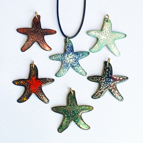 handmade crackle enamel sea star starfish necklaces seaside harmony