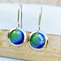 multicolored ocean disc earrings silver