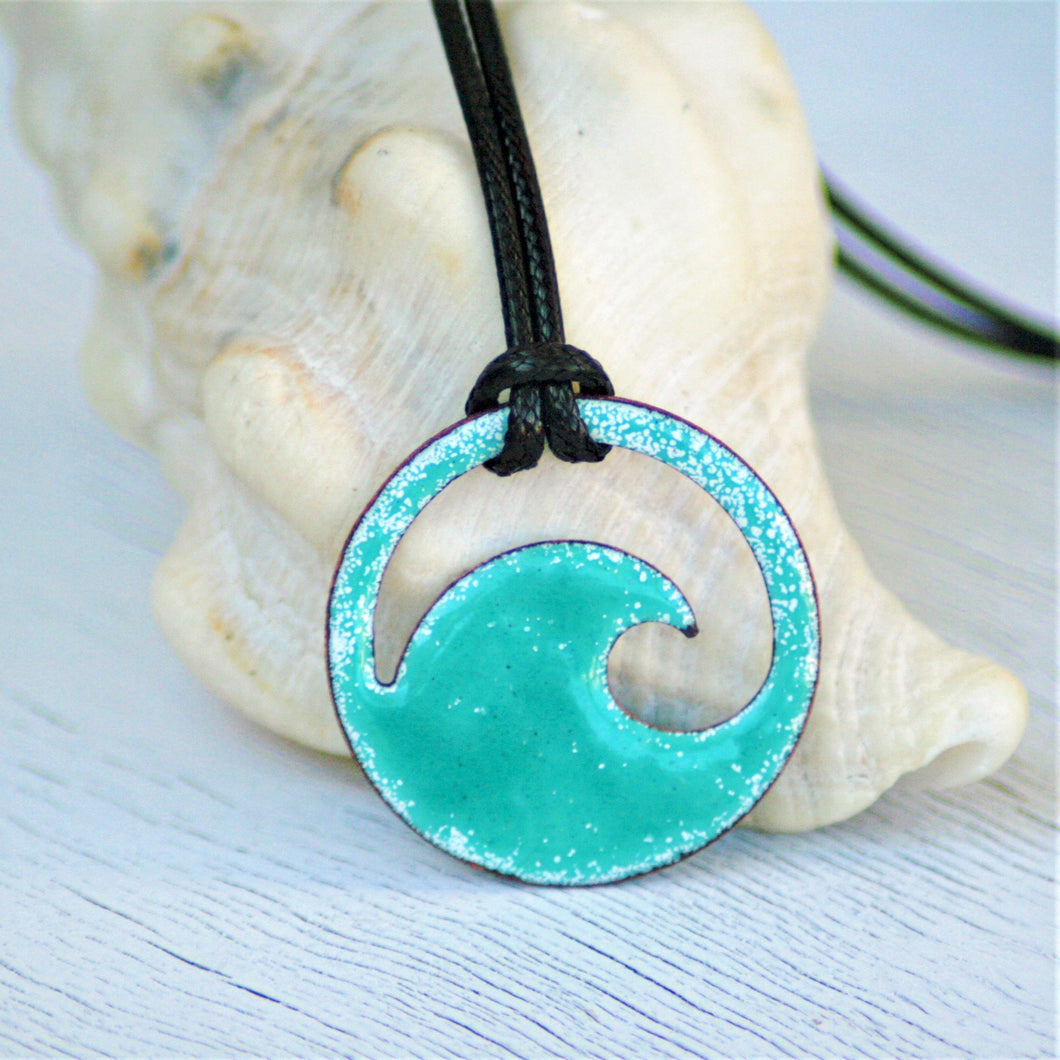 Seagreen Enamel Wave – Seaside Harmony Jewelry