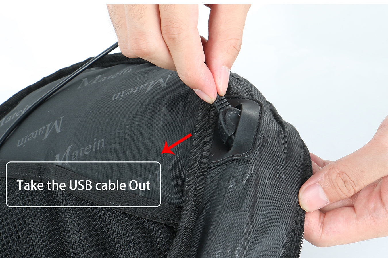 Instructions to remove usb cable of Matein Backpack
