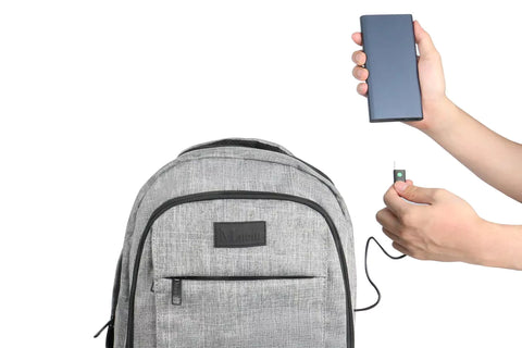 How to use the USB port built in the backpack?