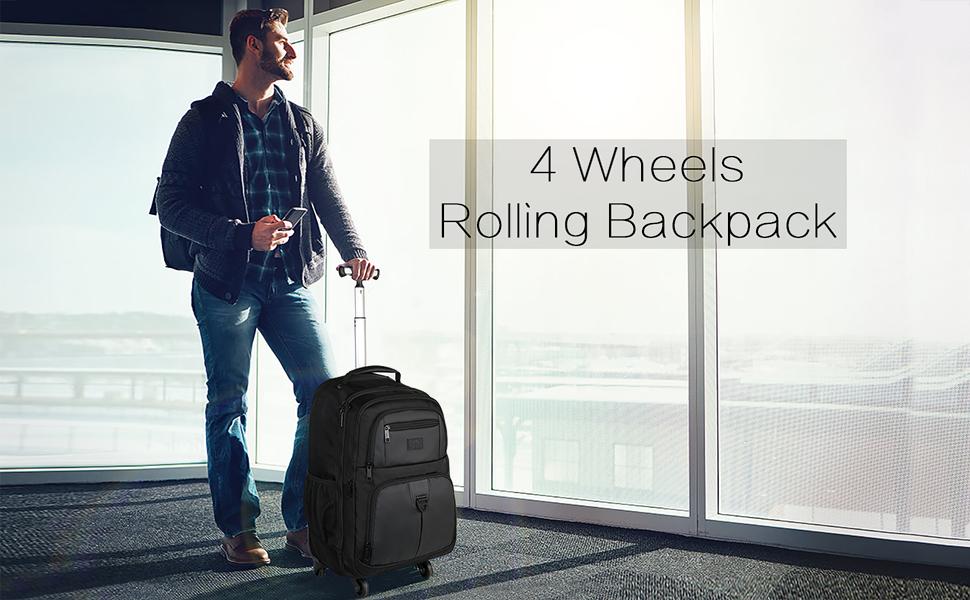 Matein Business Laptop Travel Luggage Wheeled Rolling Backpack