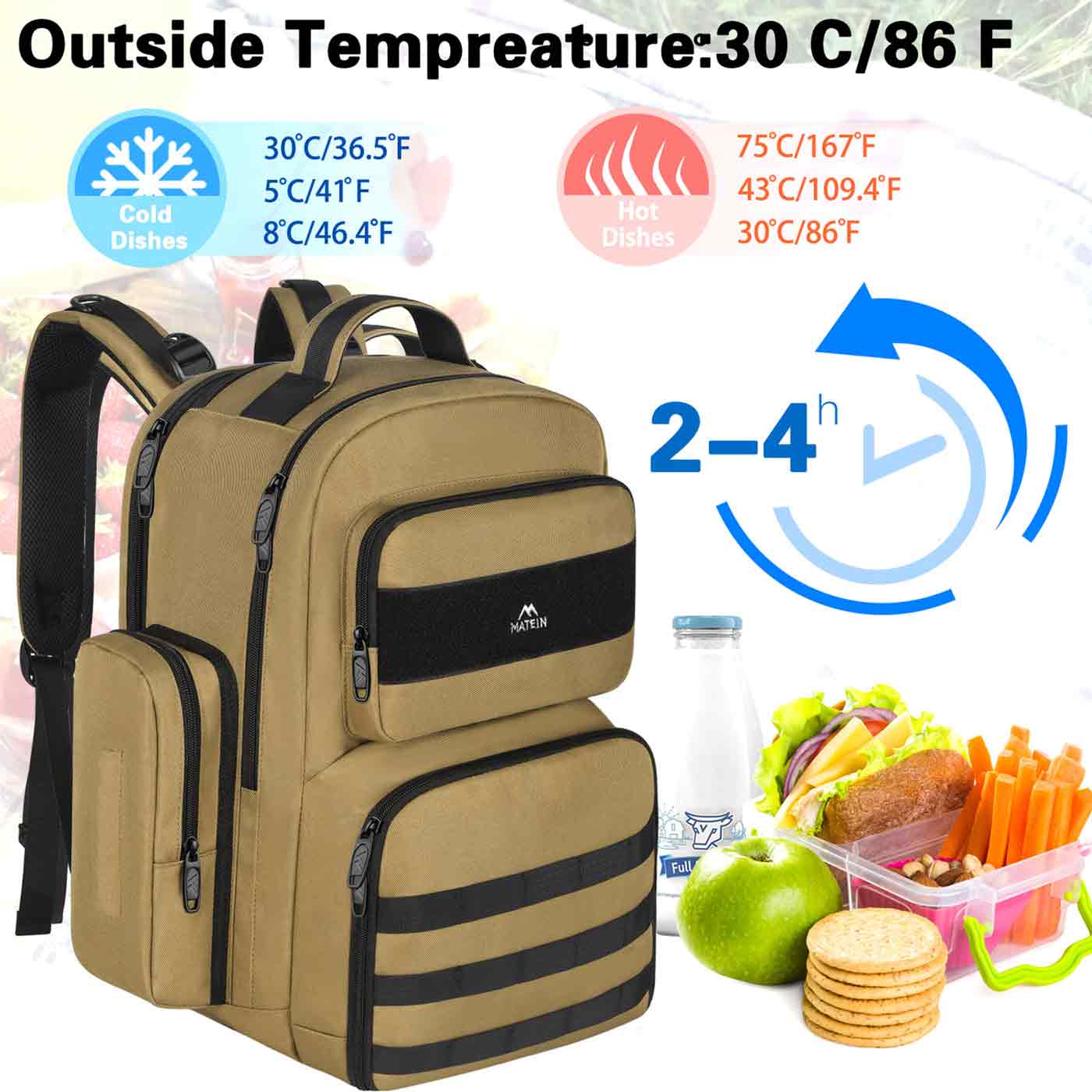 Matein heavy duty backpack with lunch box - lunch backpack