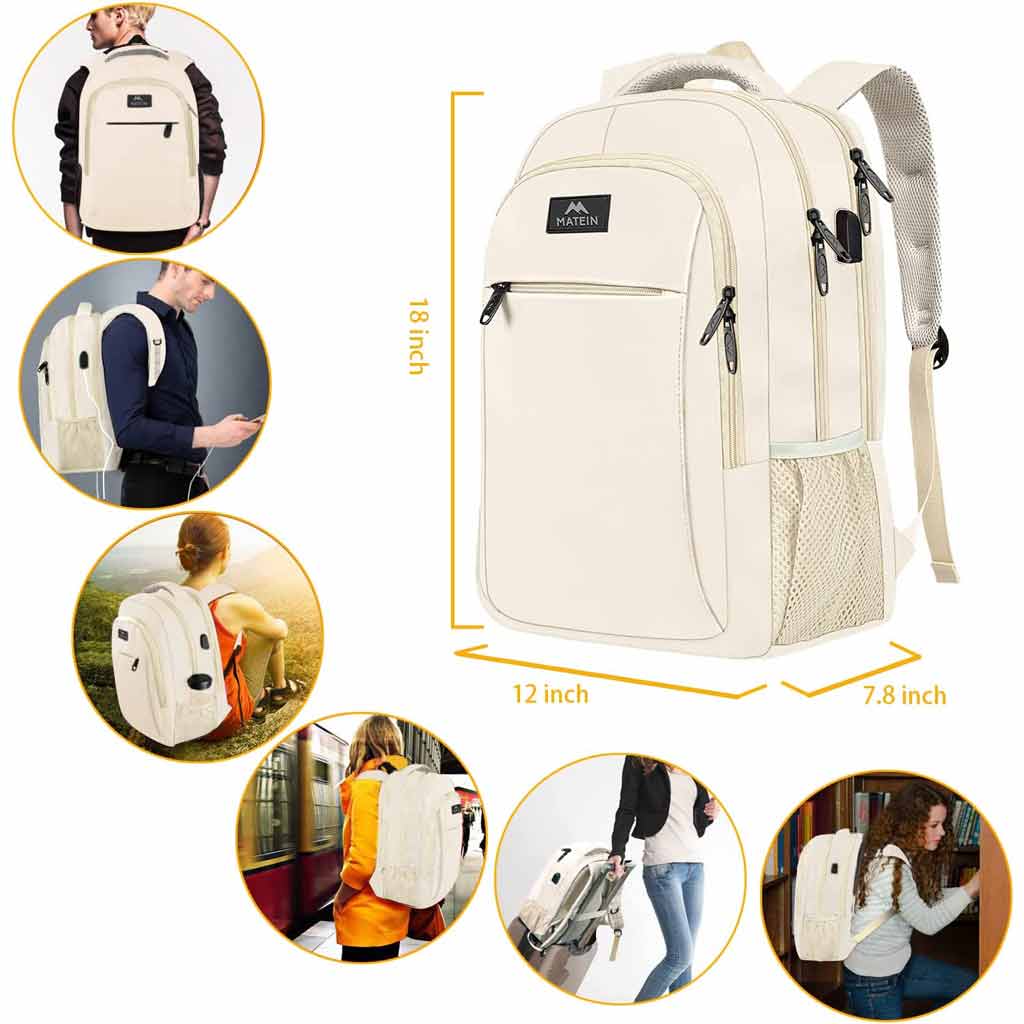 Matein Mlassic Travel Laptop Backpack with USB Charging Port