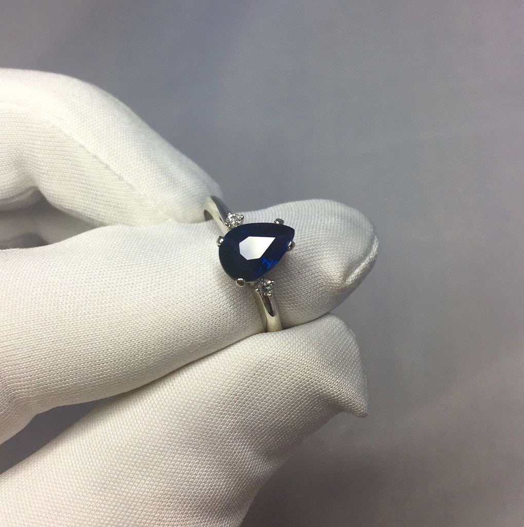 UNTREATED Violet Blue Sapphire Diamond Ring 18k White Gold 1.50ct GIA CERTIFIED