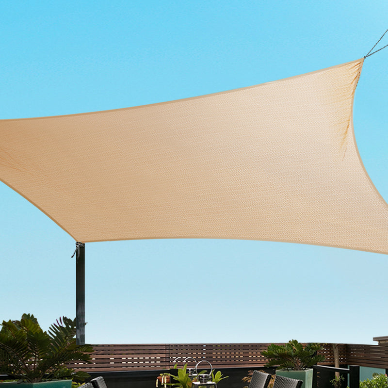 Instahut 4 x 5m Waterproof Rectangle Shade Sail Cloth - Sand Beige
