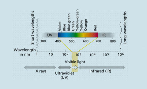Color chart of LED light therapy wavelengths