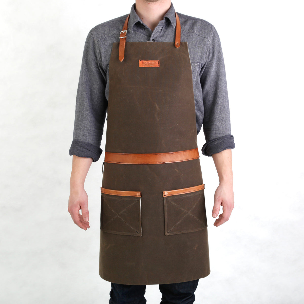 Mens Apron - Dark Oak Waxed Canvas Hardmill