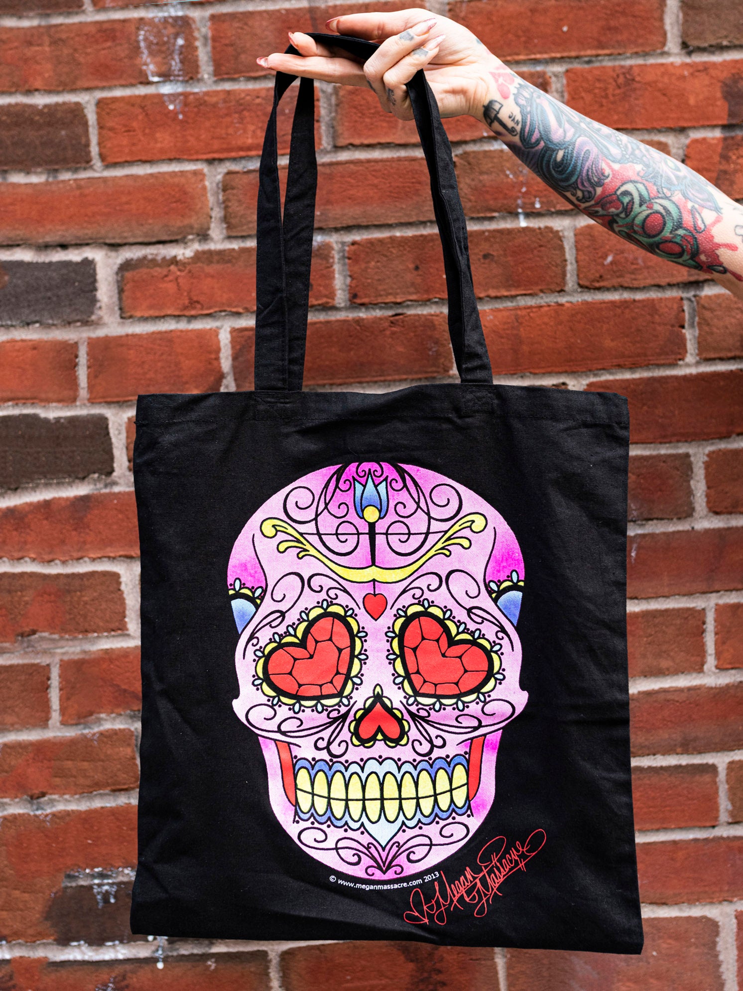 sugar skull tote bag