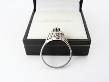 Load image into Gallery viewer, Vintage Silver &amp; Sapphire Engagement Cluster Ring Size Q 1/2
