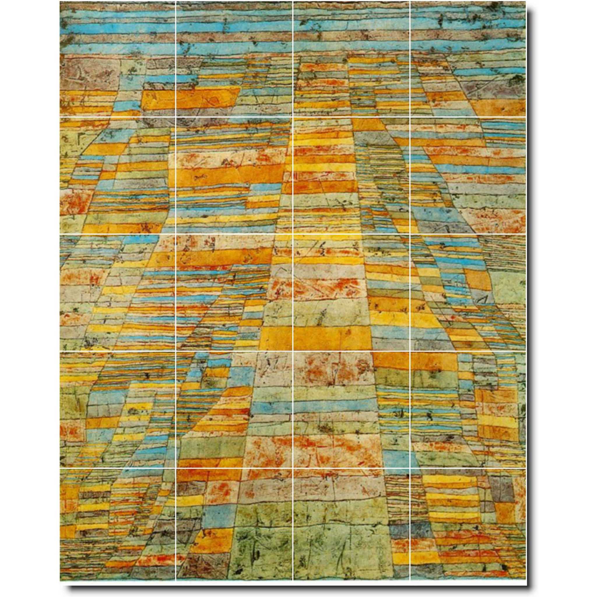 Paul Klee Abstract Painting Ceramic Tile Mural P04965-XL. 48"W x 60"H (20) 12x12 tiles
