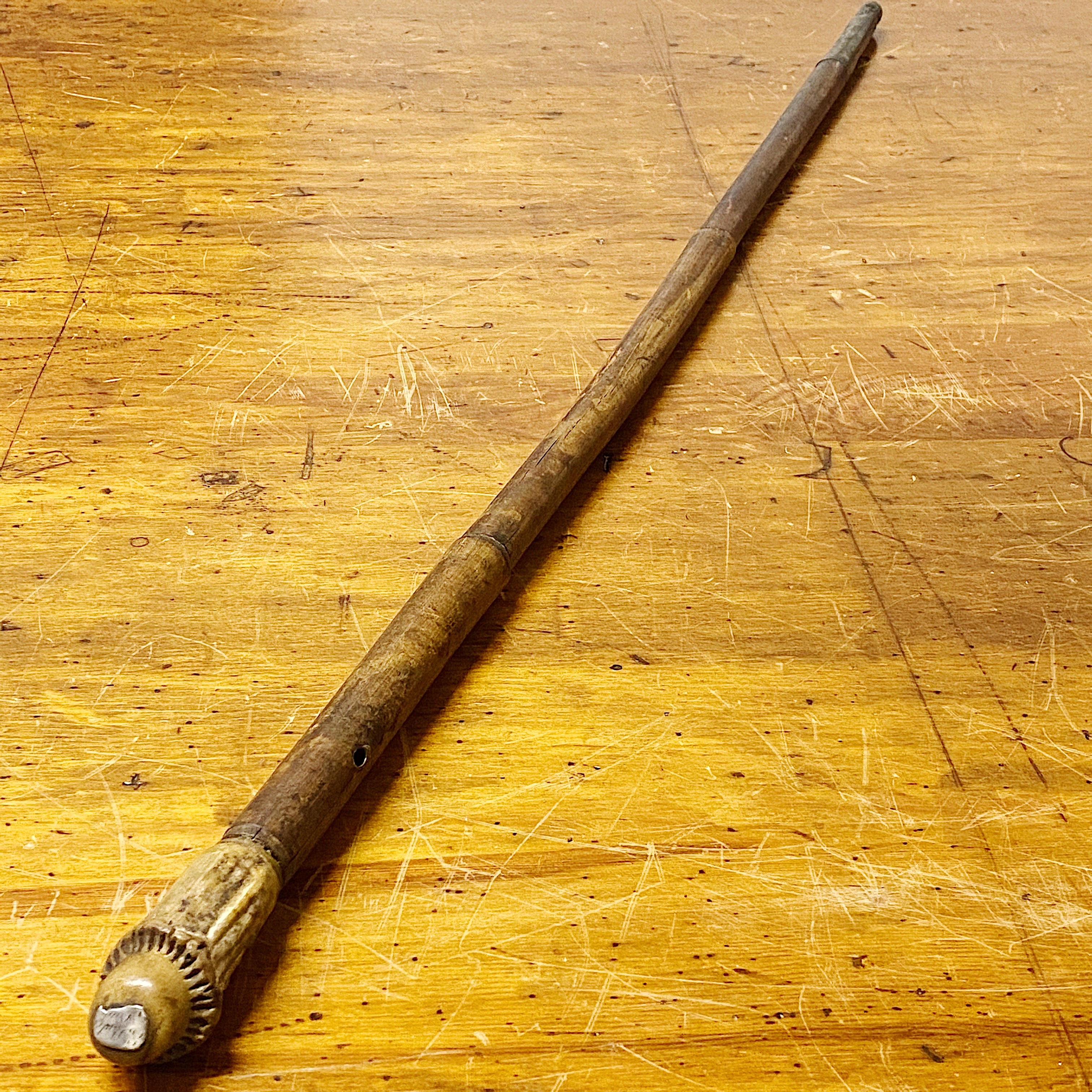 1700s Walking Cane with Stag Horn and Silver Plate | Early 18th Centur ...