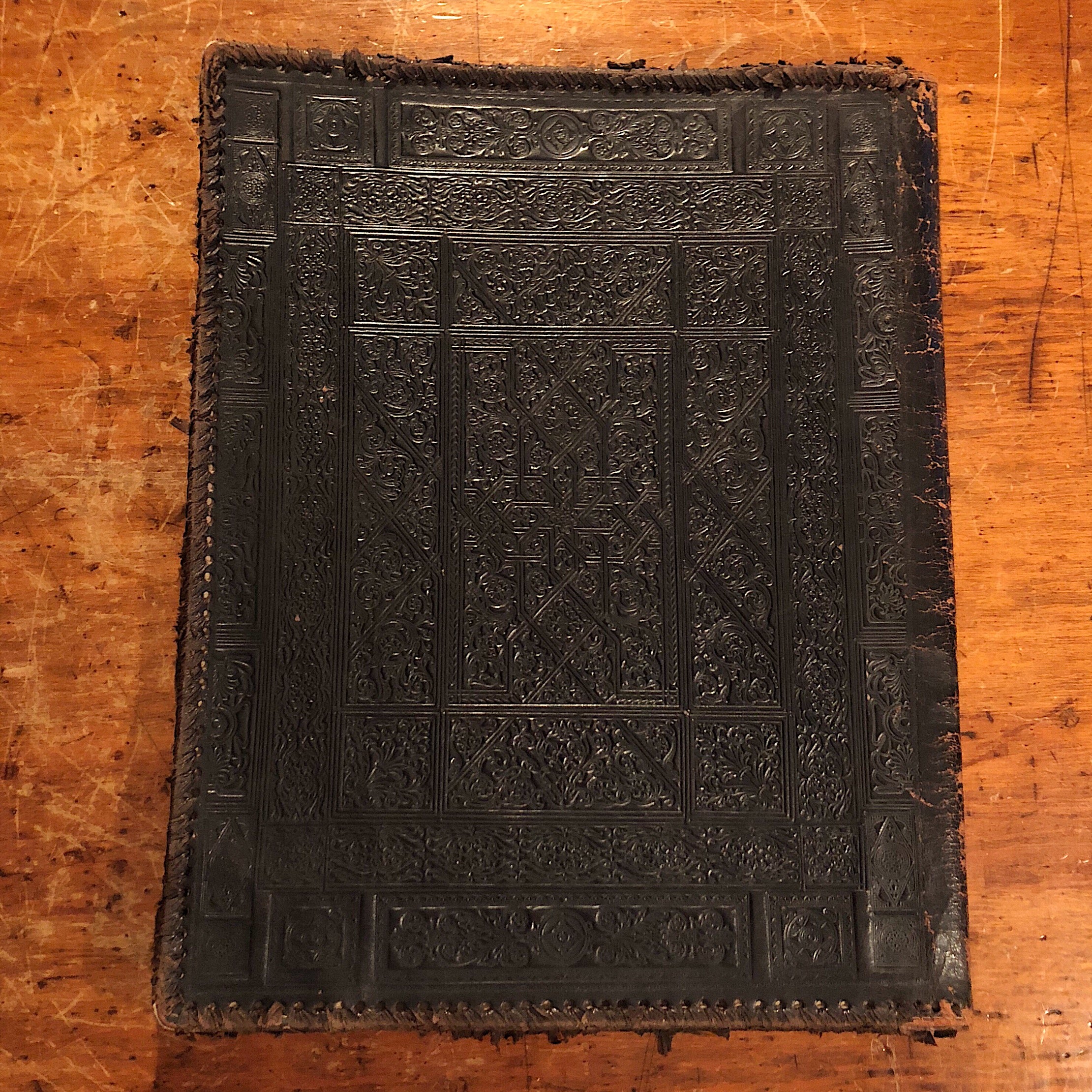 Antique Leather Portfolio Cover with Tooled Ornate Design – Mad Van ...