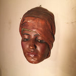 Vintage Plaster Bust of Woman in Headdress - 1950s? - Vintage Wall Art - Painted Plaster Sculpture - Vintage Wall Sculpture