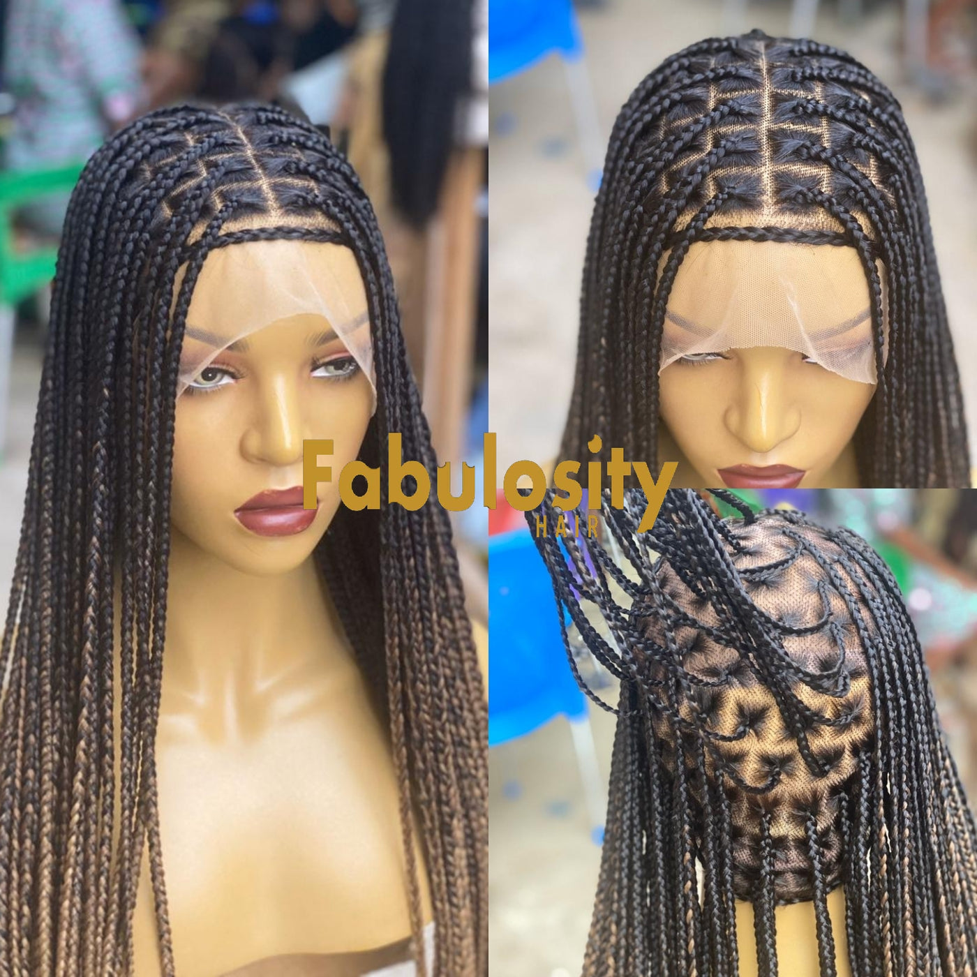 Knotless braided wig HD 3 tone Ombre – Fabulosity Hair