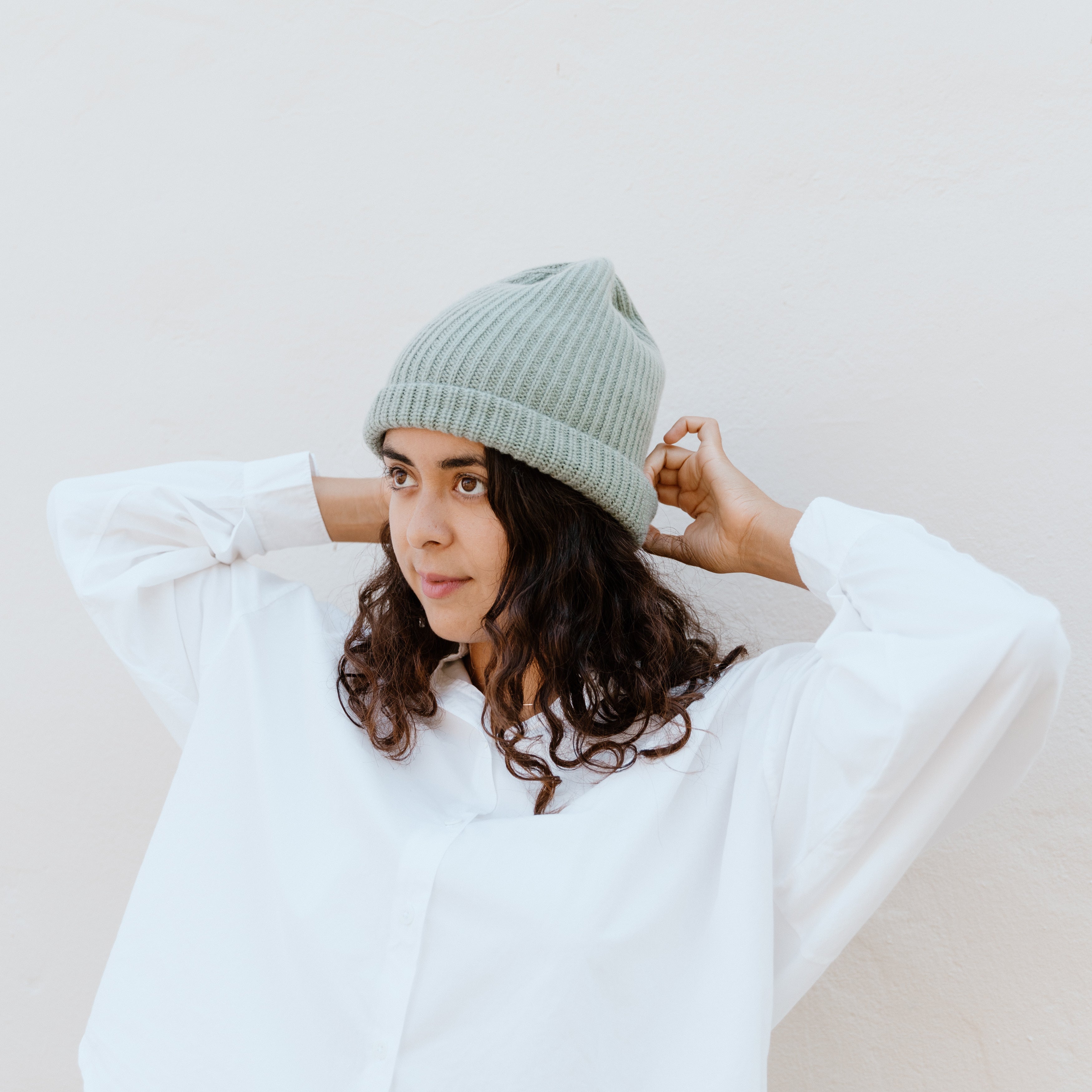 Cashmere Beanie - Sage