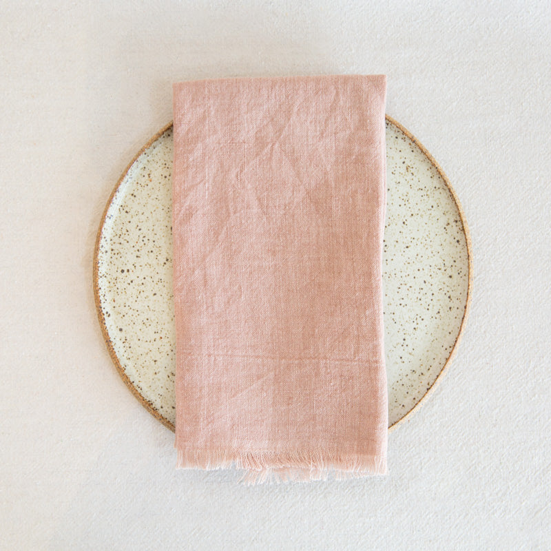 Stone Washed Linen Napkin - Blush and Denim Blue